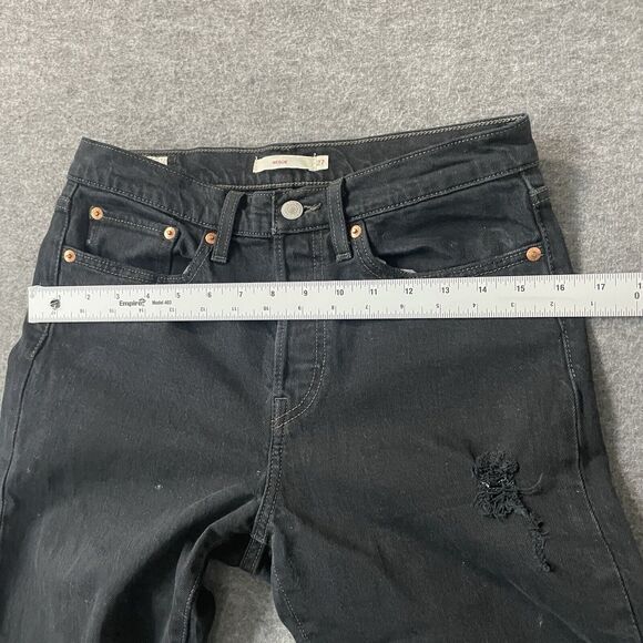 LEVI’S Button Fly Wedgie Fit Straight Leg Black Patch Jeans Womens Size 27 - Picture 7 of 13